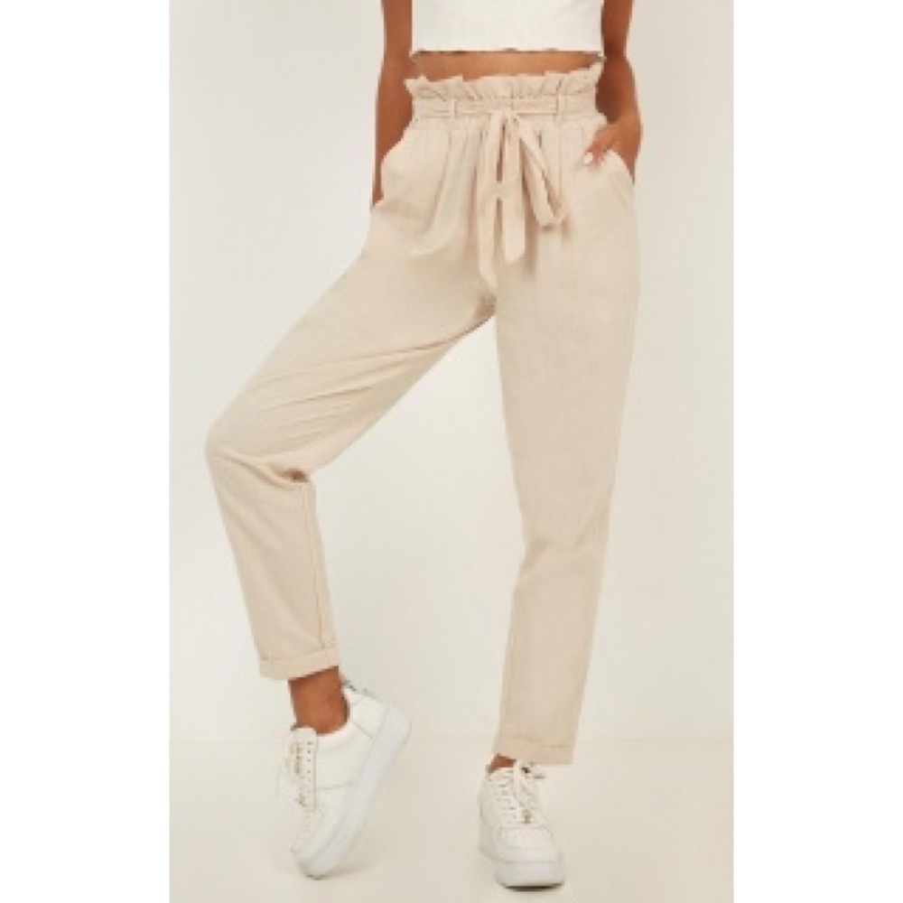 Showpo It Isn’t True Pants in Natural Linen